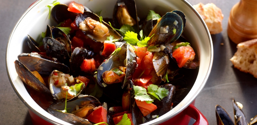 Moules aux tomates et au piment