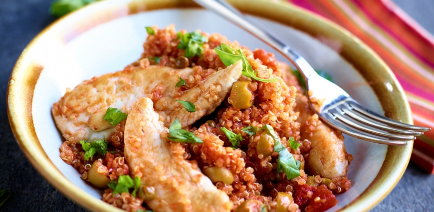 Quinoa puttanesca au poulet