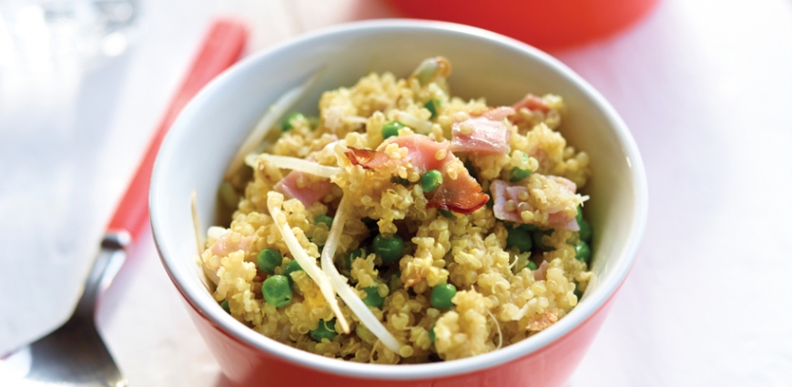 Quinoa sauté aux légumes et au jambon