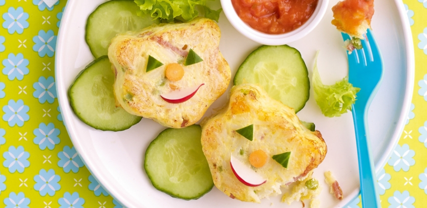 Petits gâteaux de riz au jambon et aux légumes