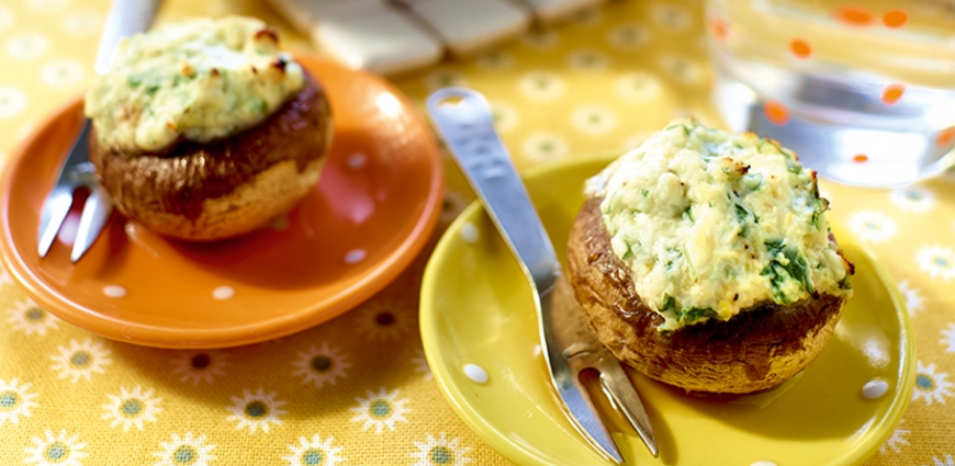 Champignons farcis aux deux fromages