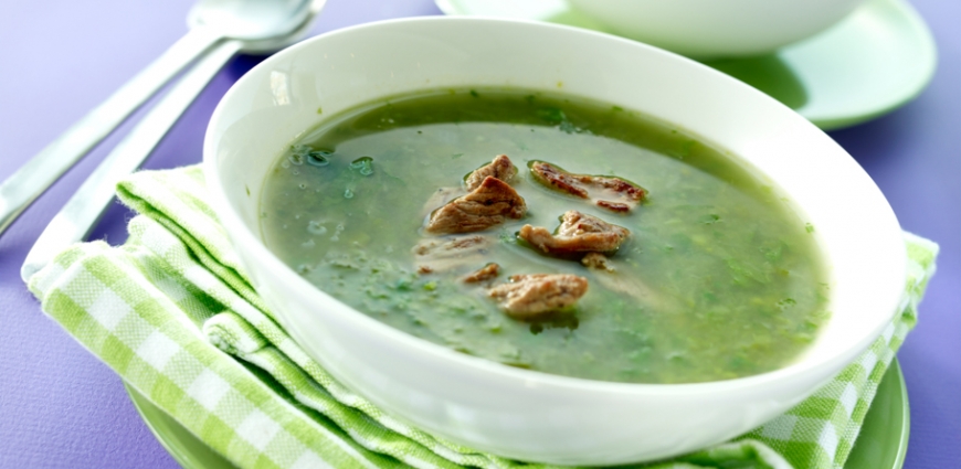 Potage vert à l’émincé de bœuf