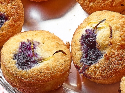 Financiers aux myrtilles, à la noix de coco et au citron