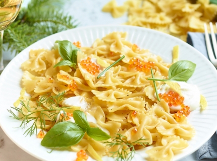 Farfalle aux œufs de truite et au citron