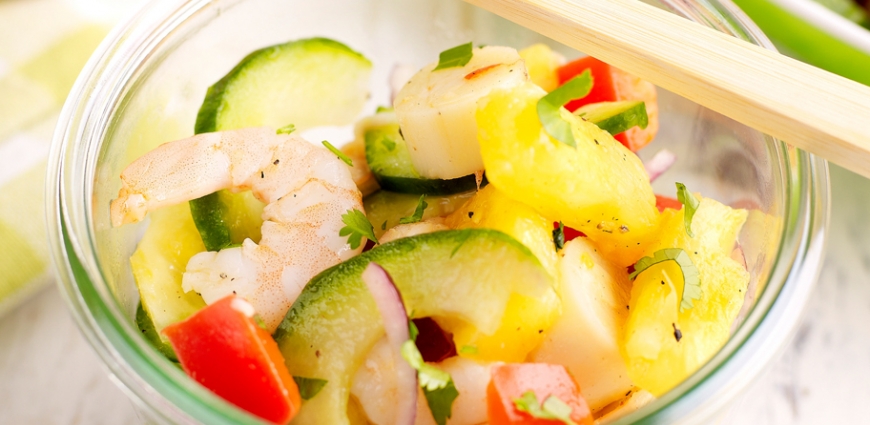 Salade de crevettes à l’ananas et aux cœurs de palmier