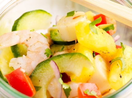 Salade de crevettes à l’ananas et aux cœurs de palmier