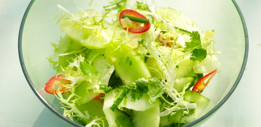 Salade de melon au concombre et coriandre