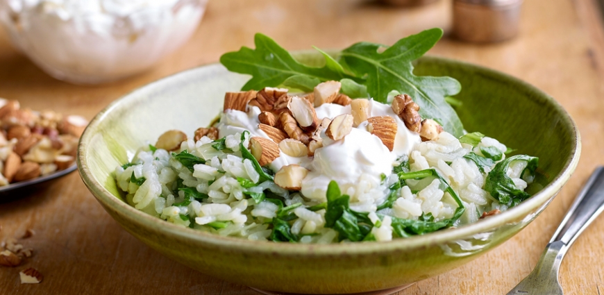 Risotto à la roquette, noix et mascarpone