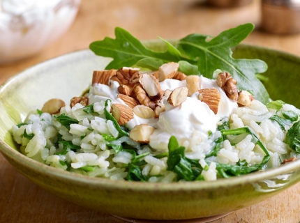 Risotto à la roquette, noix et mascarpone