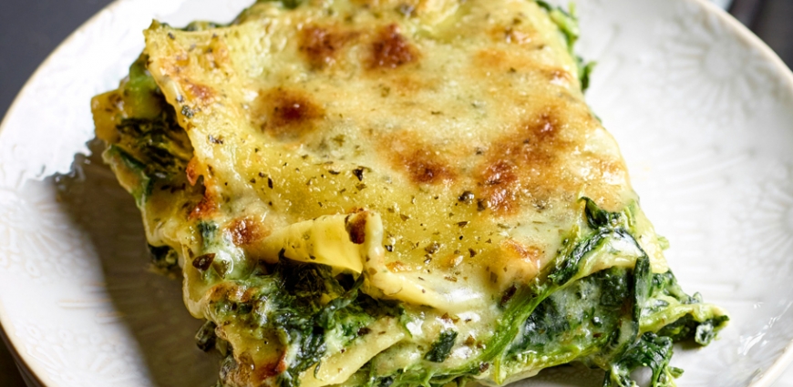 Lasagne à la ricotta, épinards et pesto