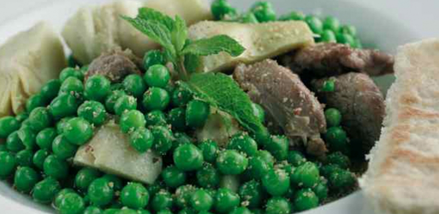 Tajine de veau aux artichauts et petits pois