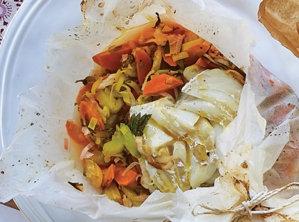 Papillote de skrei aux petits légumes