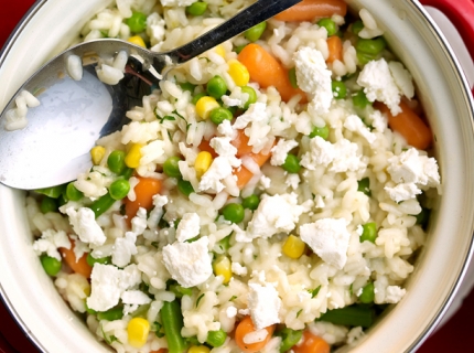 Risotto aux légumes et au chèvre frais