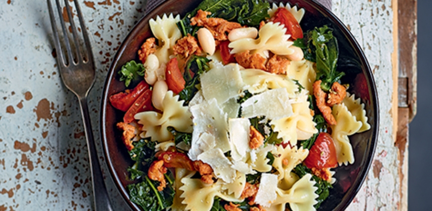 Farfalle à la saucisse et au kale