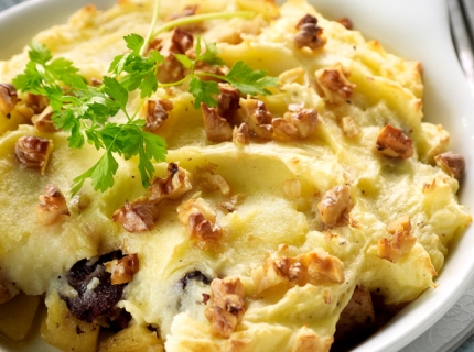 Parmentiers au boudin de Noël, aux pommes et aux noix