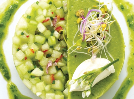 Tartare de concombre à la crème d’avocat