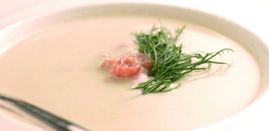 Velouté de crevettes grises au fenouil