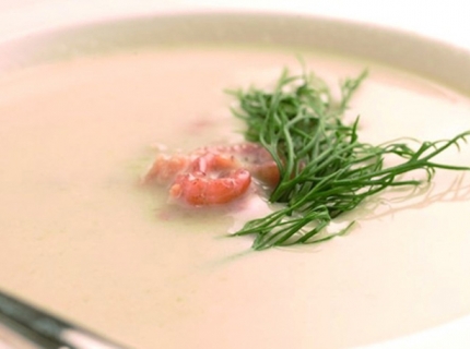 Velouté de crevettes grises au fenouil