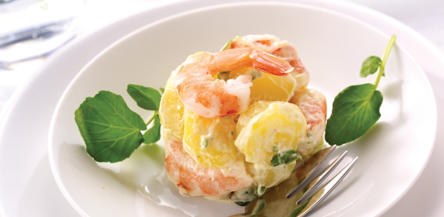 Salade de pommes de terre nouvelles aux crevettes