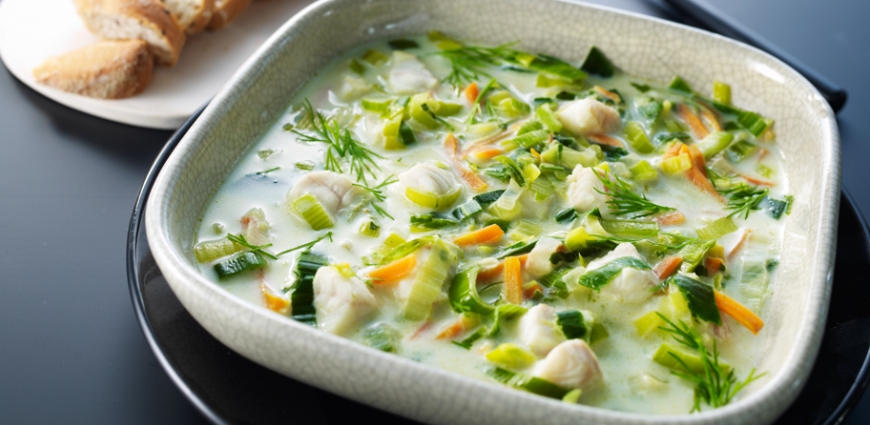 Soupe de poisson aux petits légumes