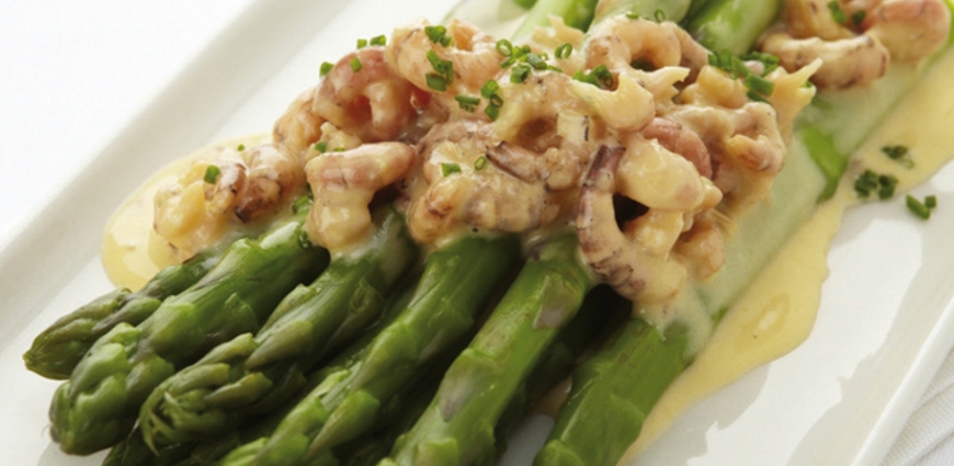 Asperges vertes aux crevettes