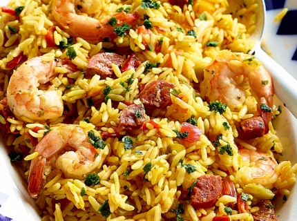 Riz aux crevettes et chorizo