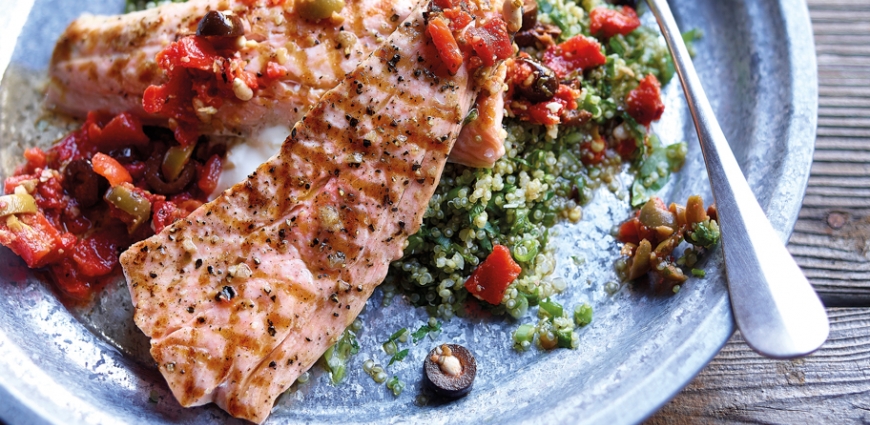 Saumon grillé et salade de quinoa