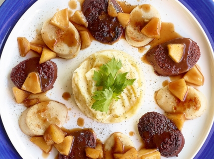 Duo de boudins et pommes au sirop de Liège