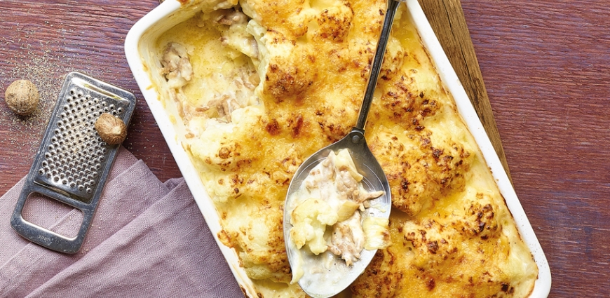 Gratin de chou-fleur à la purée et au haché