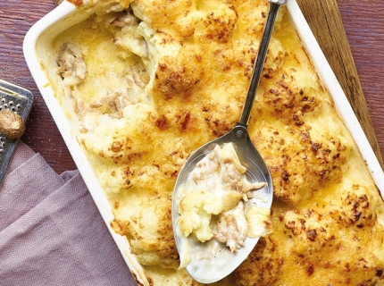 Gratin de chou-fleur à la purée et au haché