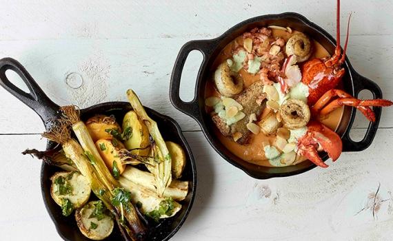 Cassolettes de poisson au homard et aux crevettes grises