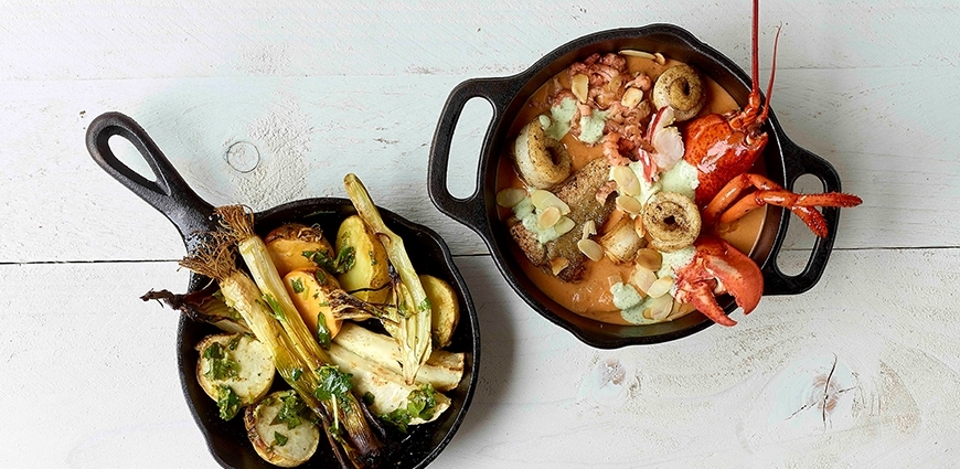 Cassolettes de poisson au homard et aux crevettes grises