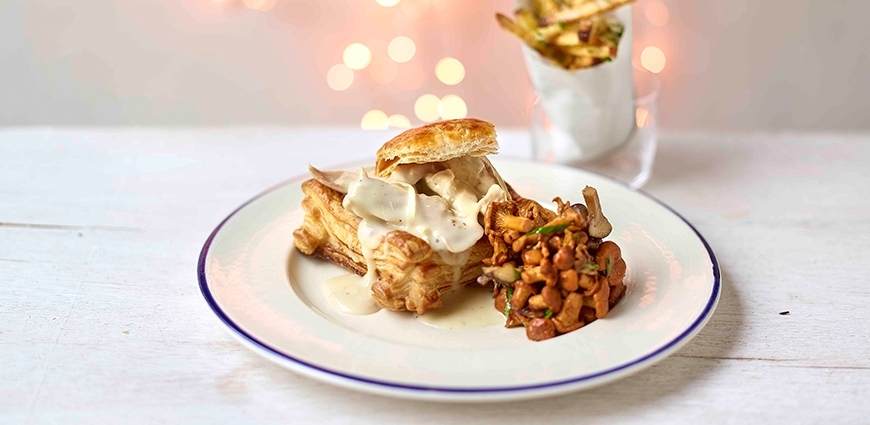 Vol-au-vent de pintade aux champignons des bois