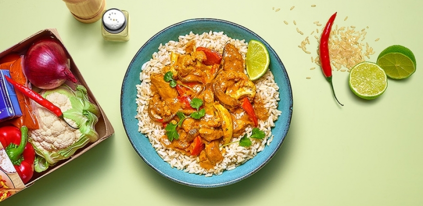 Curry Madras au poulet et riz basmati