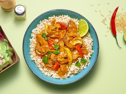Curry Madras au poulet et riz basmati