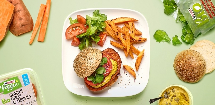 Burgers végétariens et frites de patates douces