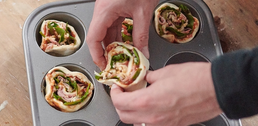 Pizza rolls au jambon et aux épinards