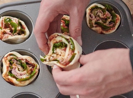 Pizza rolls au jambon et aux épinards