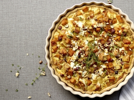 Quiche au chèvre, panais et butternut