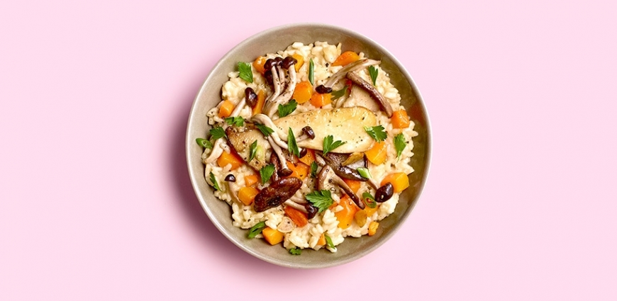 Risotto facile aux champignons et au butternut