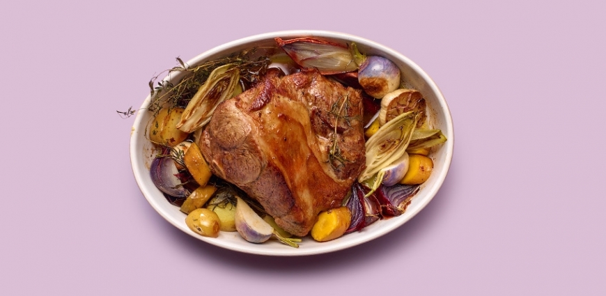  Gigot d’agneau rôti aux légumes d’hiver