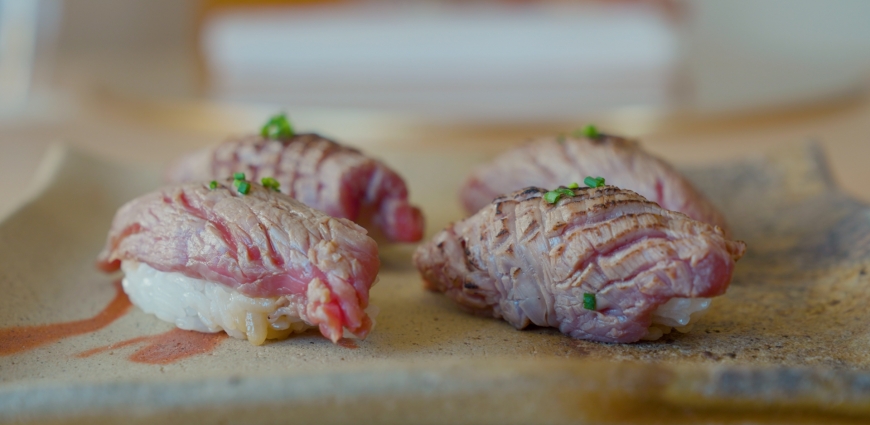 Sushi de boeuf sauce teriyaki à l’ail 