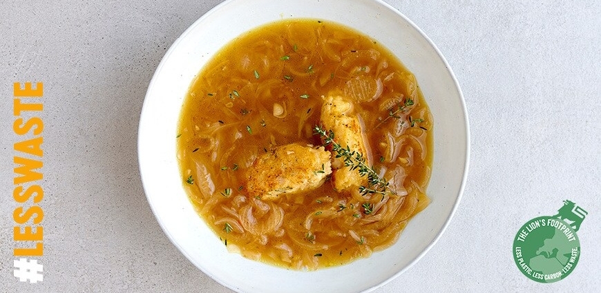 Soupe à l'oignon et knödels au fromage à raclette