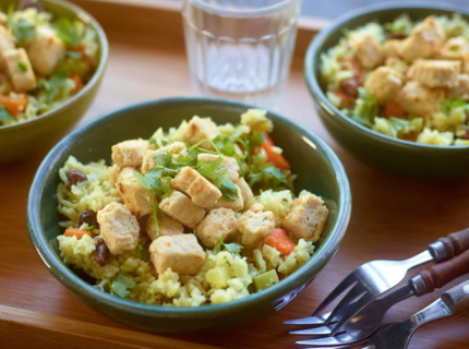  Pilaf aux petits légumes, raisins secs et dés de Quorn