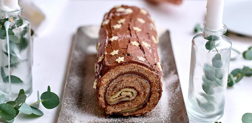  Bûche végane au chocolat et massepain