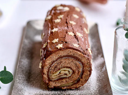  Bûche végane au chocolat et massepain