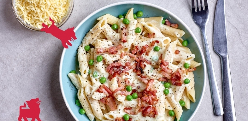 Penne à la carbonara de chou-fleur