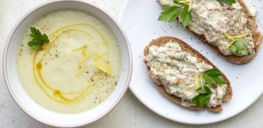 Soupe de céleri-rave aux amandes et au citron