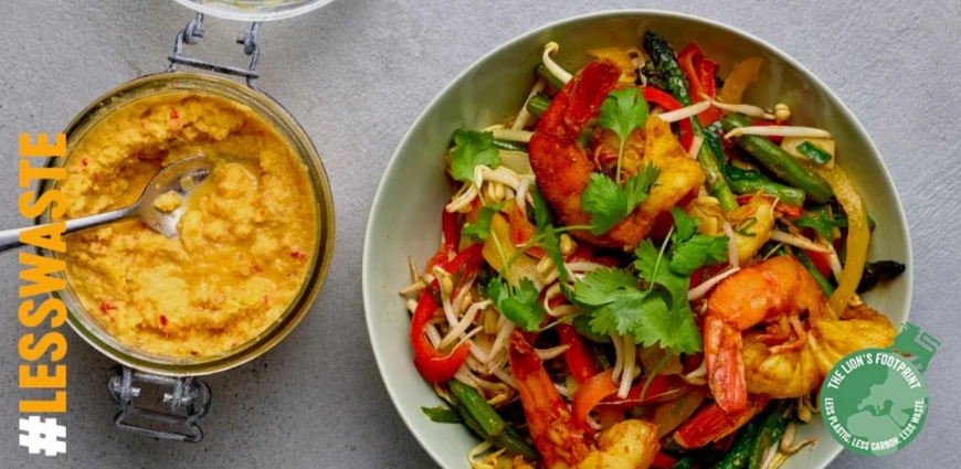  Wok de crevettes et de légumes à la pâte de gingembre