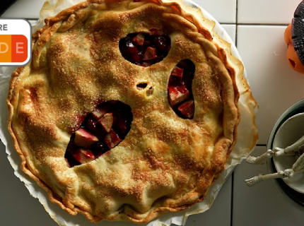 Tarte d’halloween poire et framboises